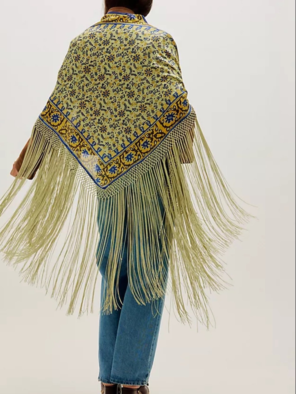 NWOT Free People Amara Silk Fringe Sarong in Yellow